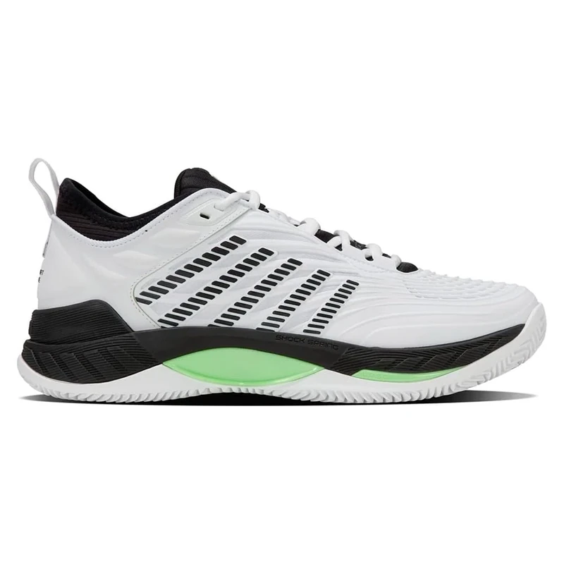 K-Swiss Men's Hypercourt Supreme 2 Clay Tennis Shoe, White/Black/Soft Neon Green, 7 UK