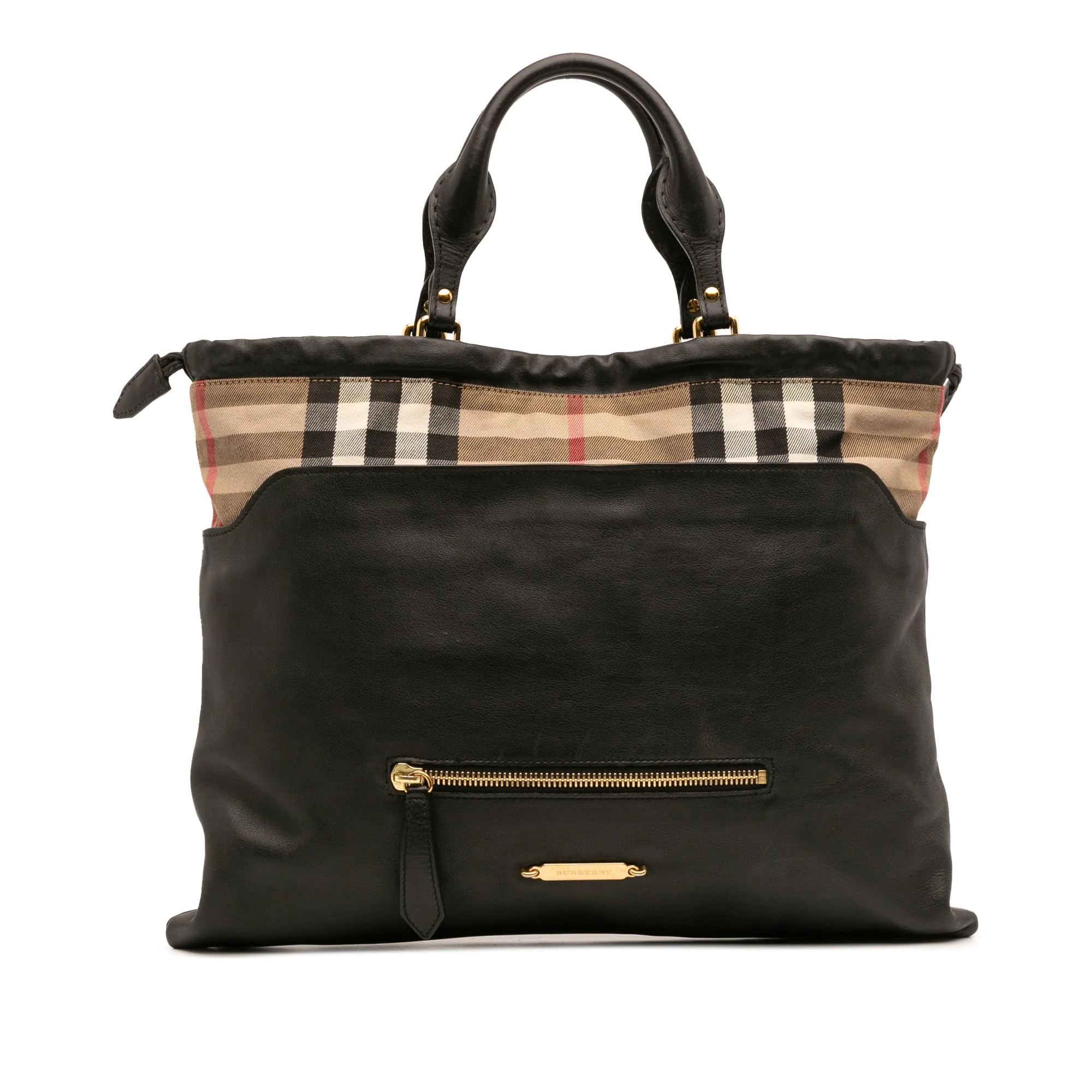 BURBERRY Pre-Loved House Check Trimmed Leather Big Crush Convertible Tote