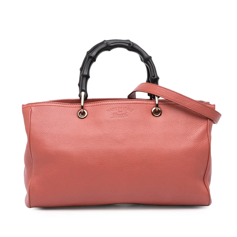 Gucci Pre-Loved Medium Calfskin Bamboo Shopper Satchel Handbag