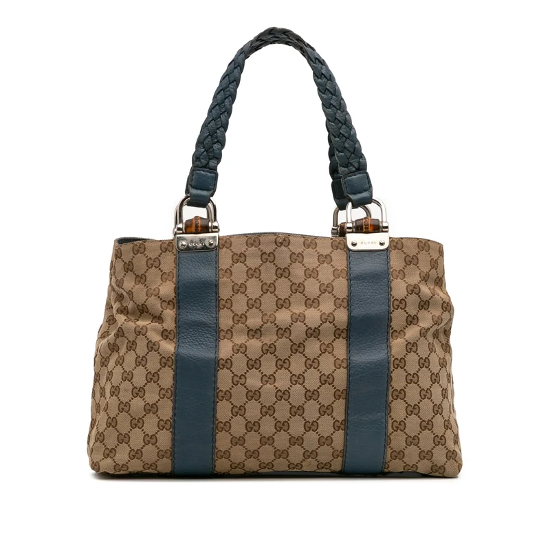 Gucci Pre-Loved GG Canvas Bamboo Libeccio Tote Bag