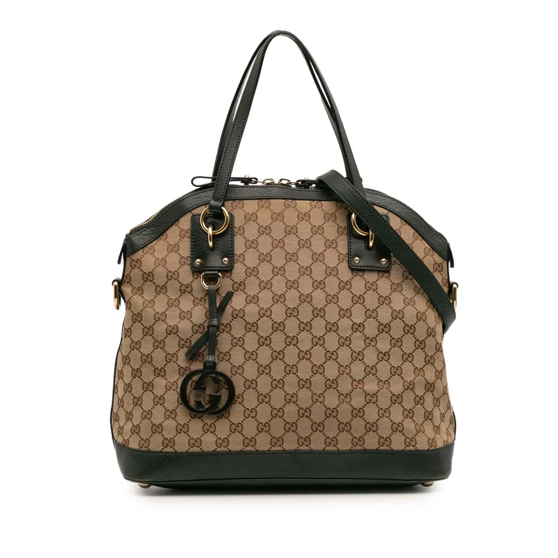 Gucci Pre-Loved Large GG Canvas Charm Dome Satchel