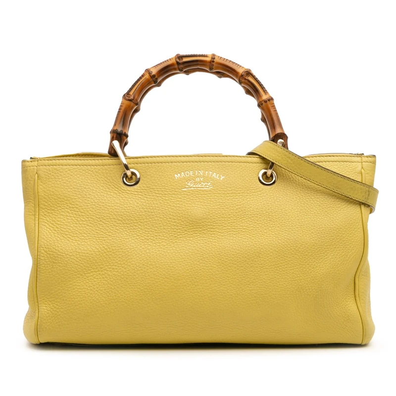 Gucci Pre-Loved Medium Calfskin Bamboo Shopper Satchel