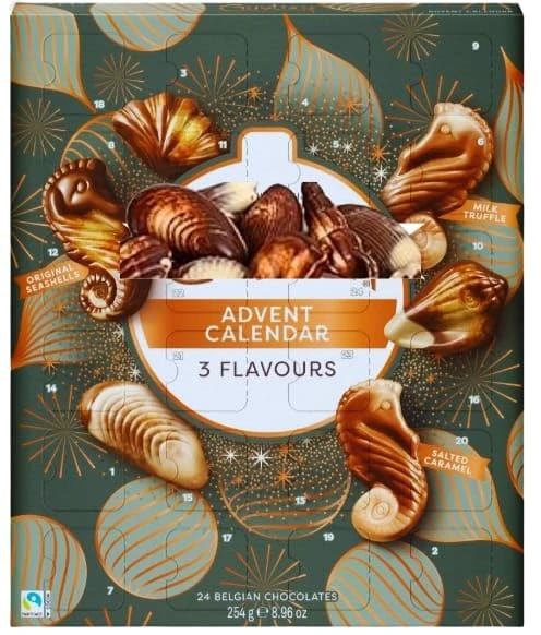GuylianS 24 Belgian Chocolates Advent Calendar 254g with a Thank You Sticker- Countdown to Christmas with 24 delicious Praline Chocolates- Stocking Filler, Secret Santa, Pure Luxury