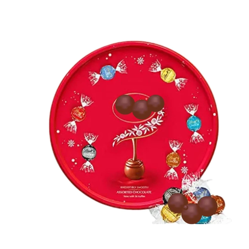 Lindts Lindor Irresistibly Smooth Assorted Truffles Tin 450g- Chocolate For Family, Men Women, Kids - For Xmas Party, Schools, Secret Santa, Stocking Filler