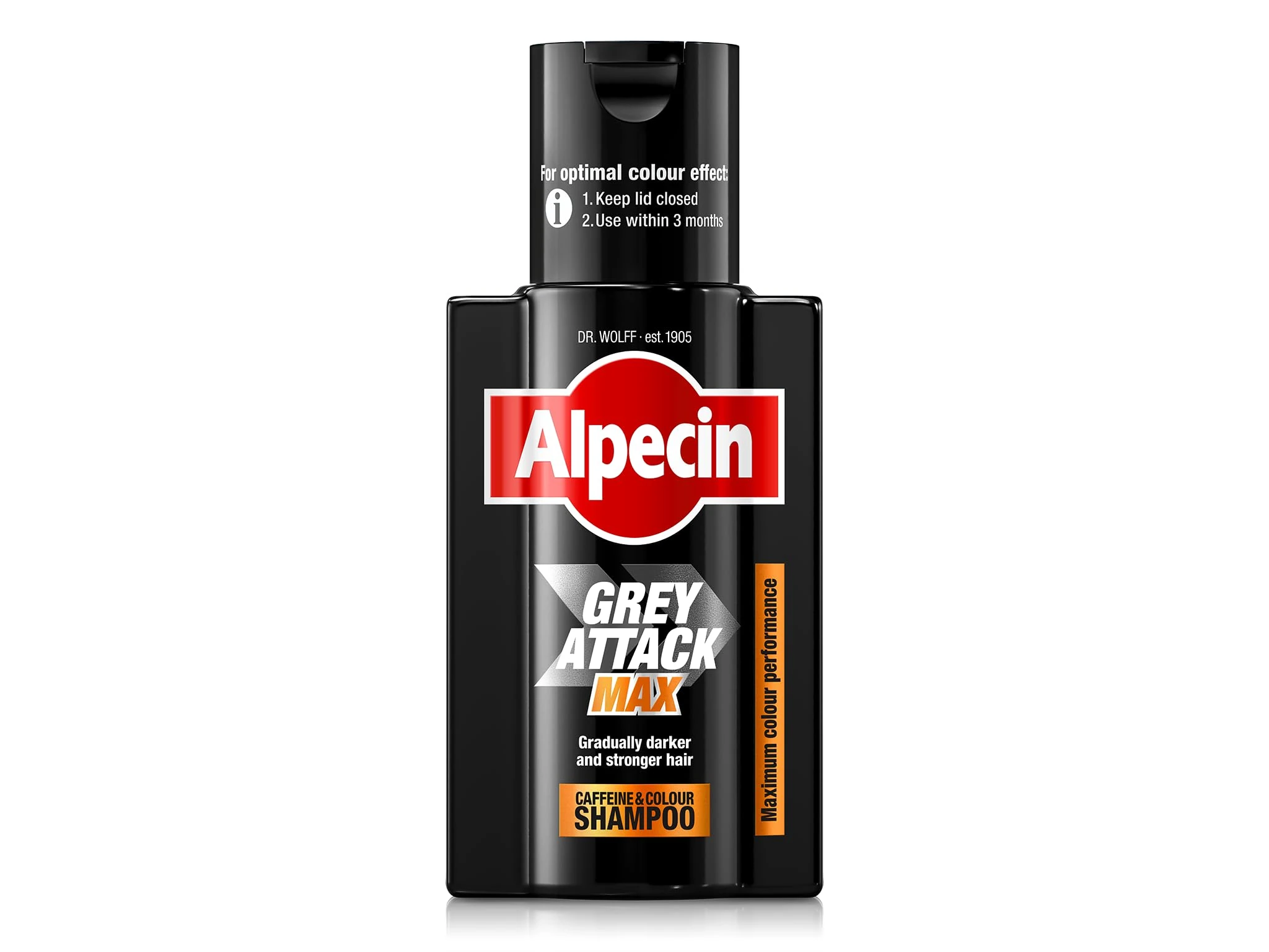 Alpecin Grey Attack MAX Caffeine & Colour Shampoo 1 x 200ml - Gradually Darker and Stronger Hair - Extra Strong Colour Performance - Against Thinning Hair - For Men