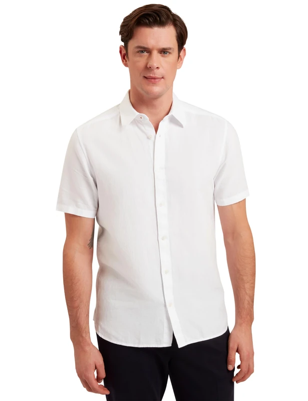 Ted Baker London zefre-ss Regular Linen Shirt, White