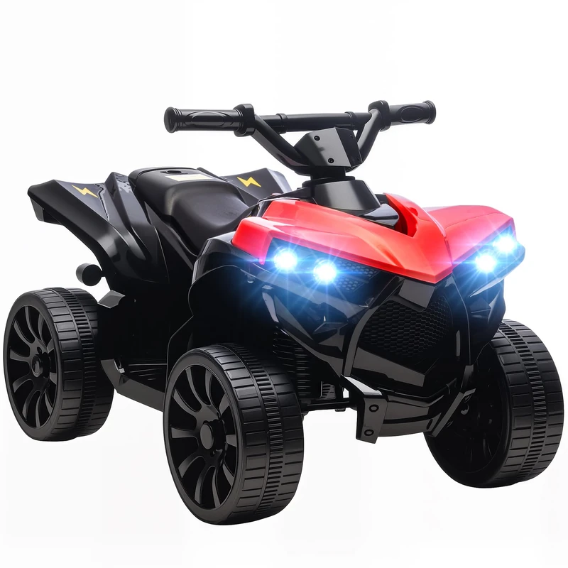 AIYAPLAY 6V Electric Ride on Car, Kids ATV 4 Wheeler with Music and LED Headlights, Indoor Outdoor Toy Car for Ages 3-6 Years Boys and Girls, Red