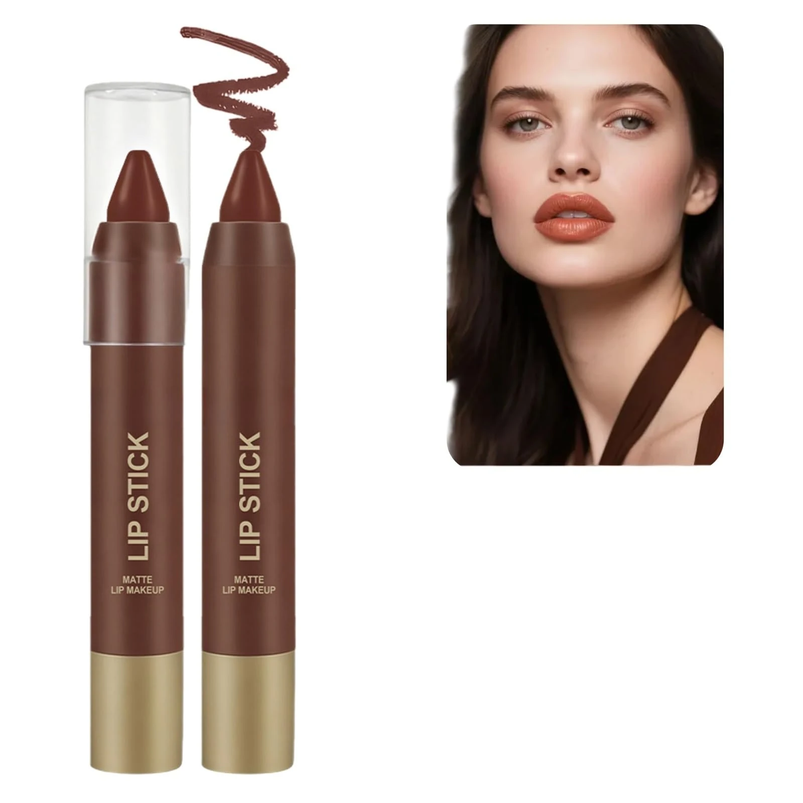 Maroon Matte Lipstick Crayon for Women,Lipstick Lip Liner Pencil,Matte Longwear Waterproof Lip Pencil,Neutral L/ip Liner,Gradient Ma/tte Lip/stick Crayon,Full Coverage L/ip Makeup,Lip/stick Set 04