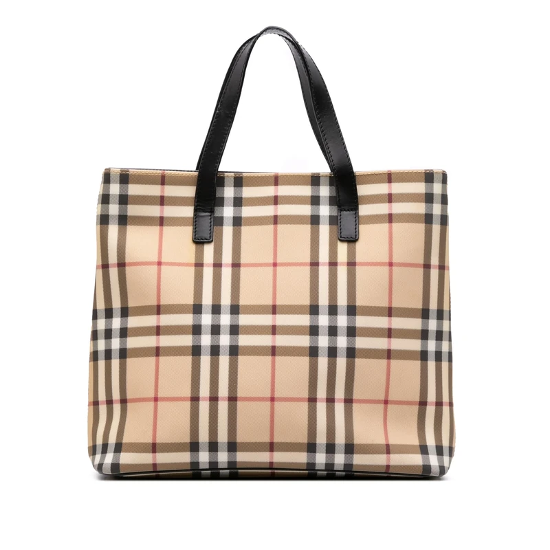 BURBERRY Pre-Loved House Check Coated Canvas Tote Bag