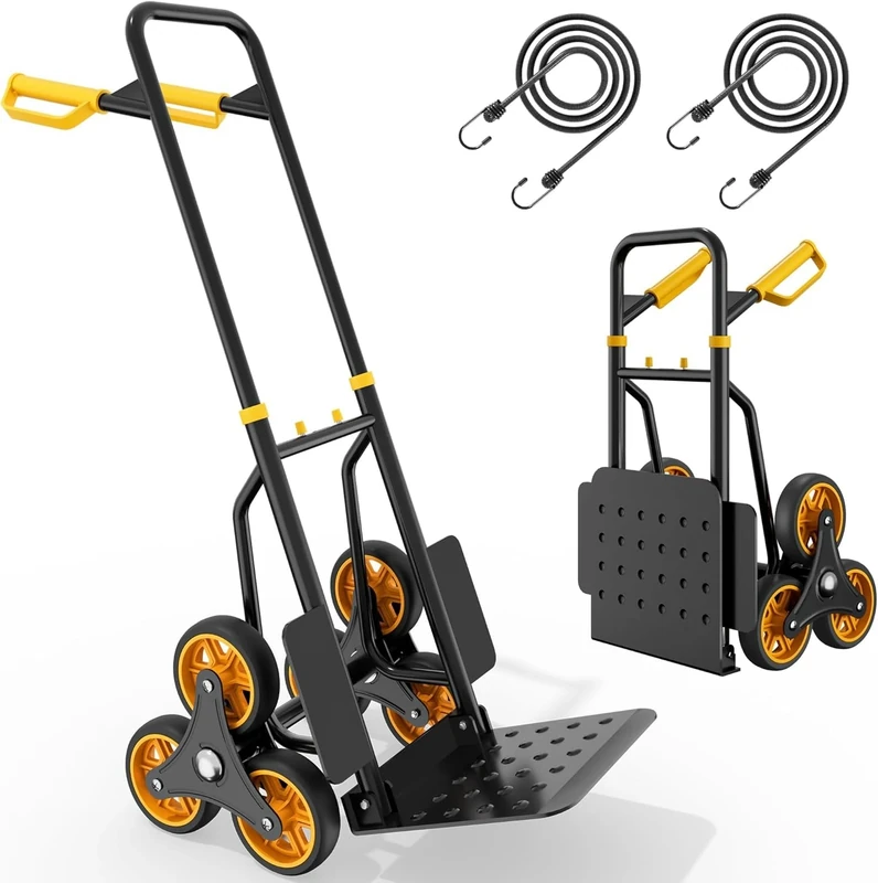 YITAHOME Foldable Stair Climber,Heavy Duty Sack Truck Height Adjustable Steel Stair Climber Trolley 150kg with High Grip Silent 6X φ15.2cm ig Industrial Wheels