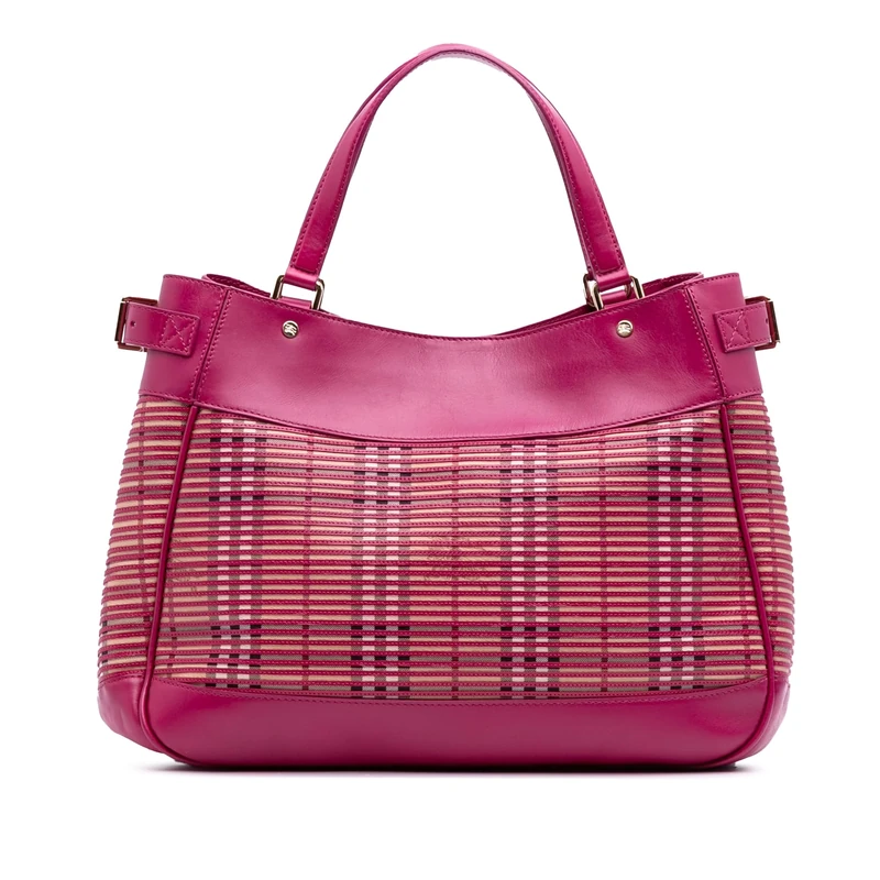 BURBERRY Pre-Loved Haymarket Check Coated Canvas Ravensdon Tote
