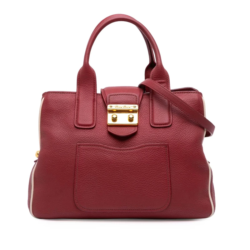 Miu Miu Pre-Loved Goatskin Madras Satchel