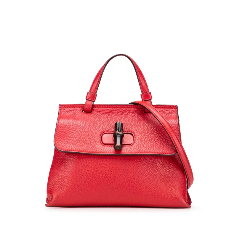 Gucci Pre-Loved Small Leather Bamboo Daily Satchel Handbag
