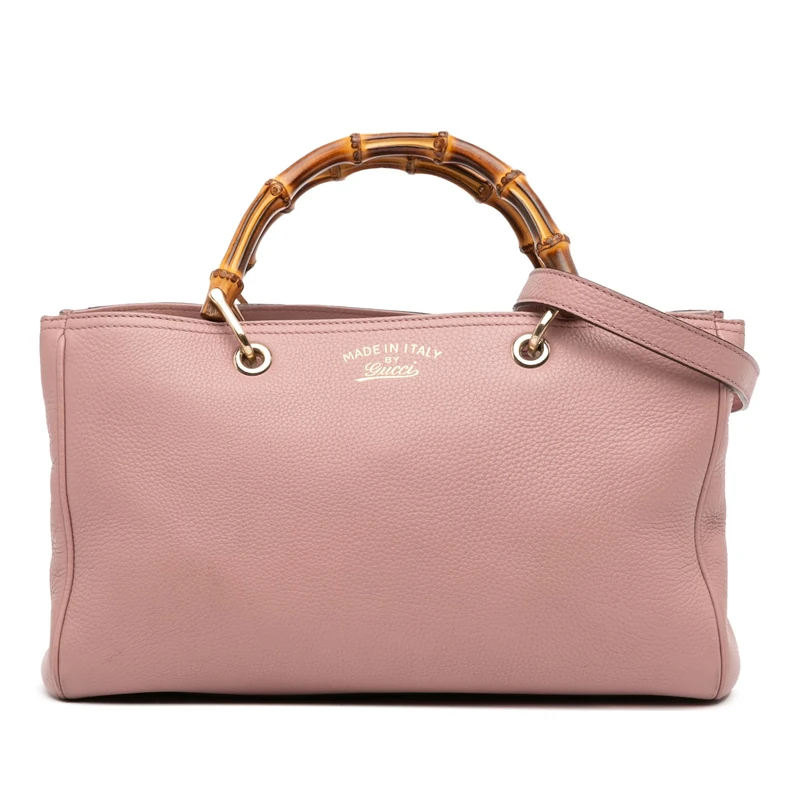 Gucci Pre-Loved Medium Calfskin Bamboo Shopper Satchel Handbag