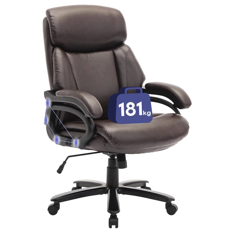 COLAMY Big and Tall Office Chair 400lbs, PU Leather Executive Office Chair for Heavy People, Extral Wide Adjustable Innerspring Desk Chair for Home Office with Padded Armrests