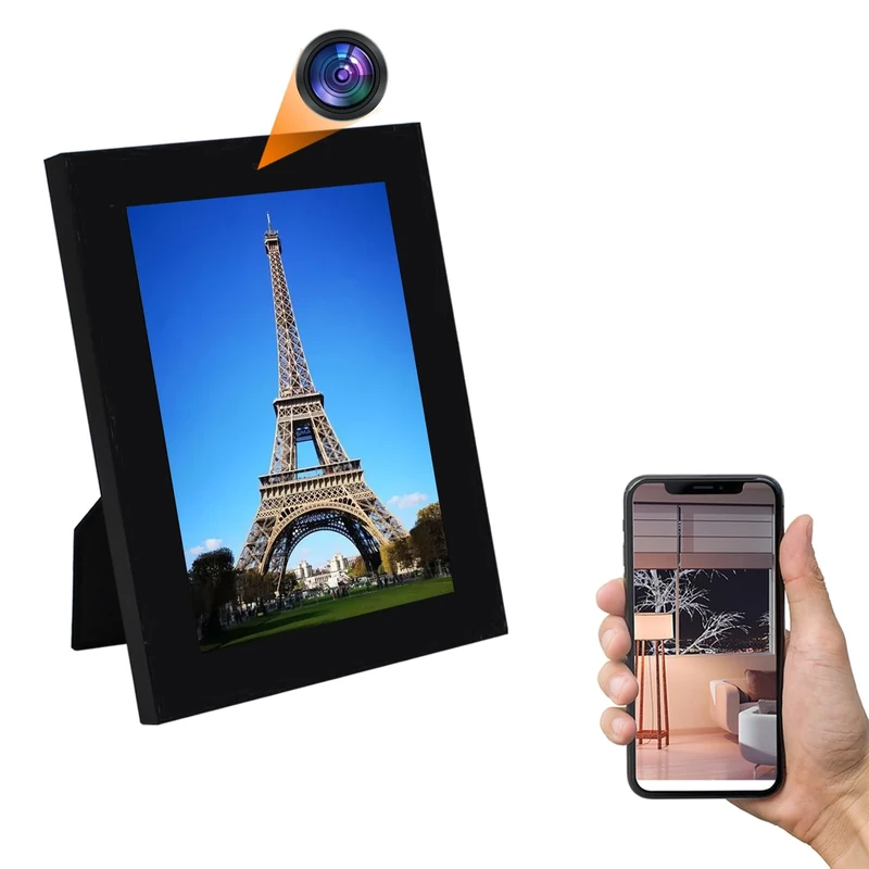 YMBZY WiFi Security Spy Camera,1080P Hidden Camera Photo Frame with Motion Detection/Live Feed APP, Support Dual Band Wireless Security Picture Frame Camera Video Recorder for Indoor Surveillance