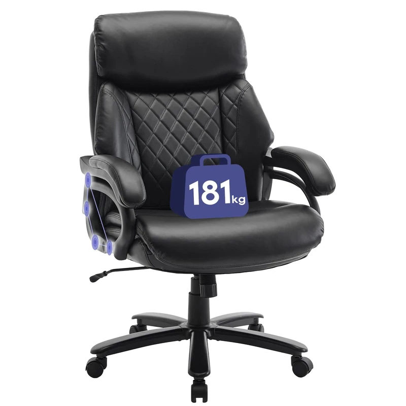 COLAMY Big and Tall Office Chair 400lbs, PU Leather Executive Office Chair for Heavy People, Extral Wide Adjustable Innerspring Desk Chair for Home Office with Padded Armrests