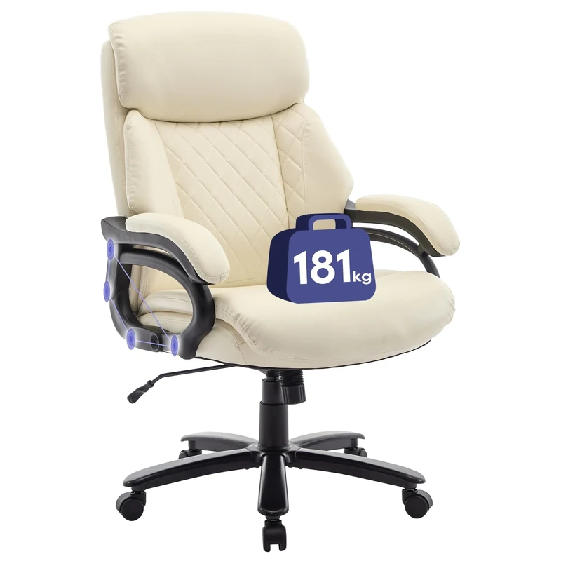 COLAMY Big and Tall Office Chair 400lbs, PU Leather Executive Office Chair for Heavy People, Extral Wide Adjustable Innerspring Desk Chair for Home Office with Padded Armrests