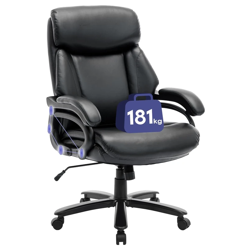COLAMY Big and Tall Office Chair 400lbs, PU Leather Executive Office Chair for Heavy People, Extral Wide Adjustable Innerspring Desk Chair for Home Office with Padded Armrests