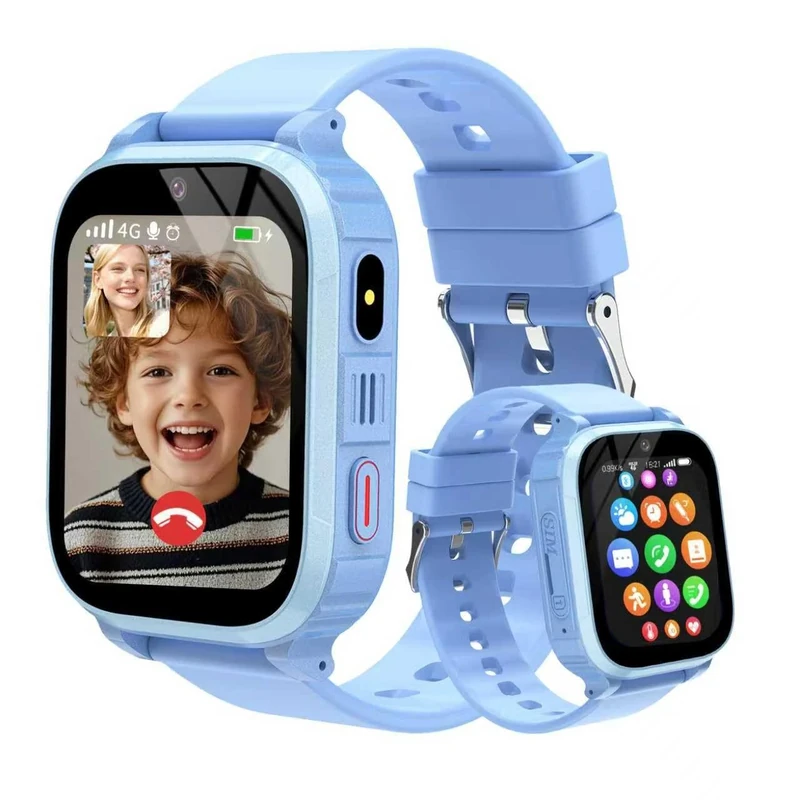 Tzzulsx 4G Kids Smart Watch, SOS Call, GPS LBS Tracker, Video Call, Voice Chat, Games, School Mode, Alarm, Smartwatch for Boys and Girls