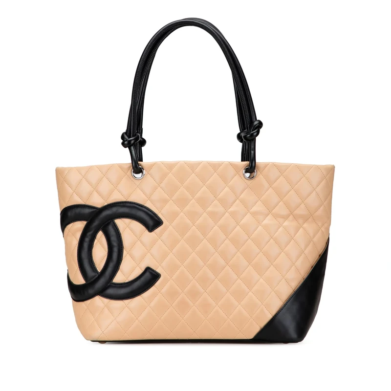 Pre-Loved Large Quilted Lambskin Cambon Ligne Tote