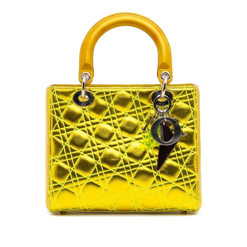 Dior Pre-Loved Anselm Reyle Medium Metallic Lambskin Cannage Lady