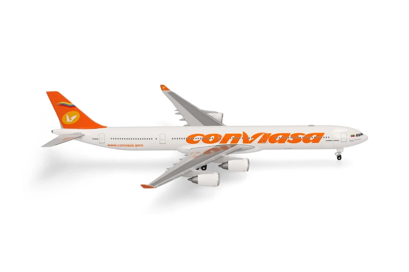 Herpa Aircraft model Conviasa Airbus A340-600, miniature scale 1:500, collectible, aircraft model without stand, metal