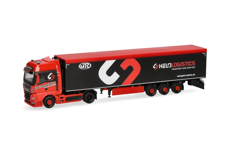 Herpa Truck model MAN TGX GX moving floor semitrailer "Helo-Logistik", miniature scale 1:87, collectible, Made in Germany, plastic