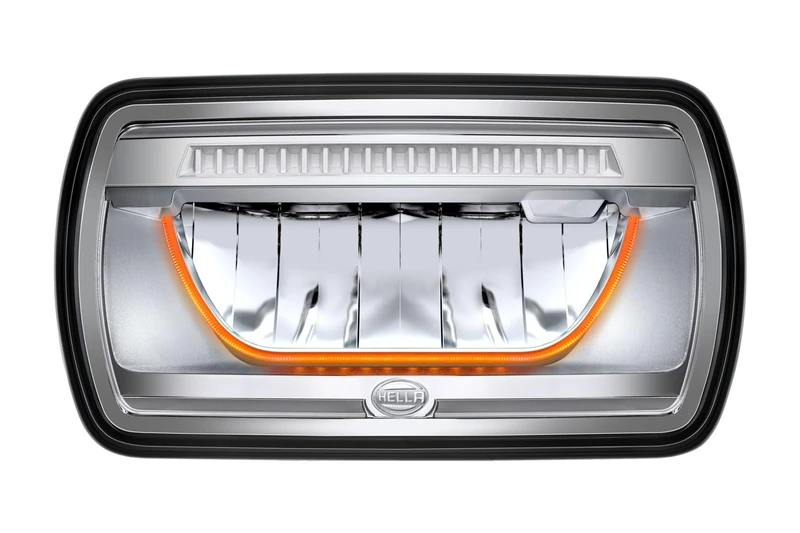 HELLA 1FE 016 773-021 LED Headlight – 12/24 V – Rectangular – Off-Road Lighting – Transparent – Light Colour: White/Yellow (Amber) – Cable: 800 mm