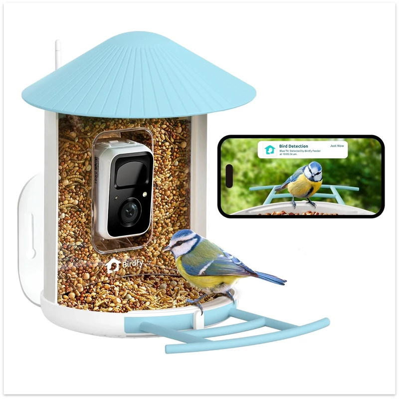 Birdfy Smart Bird Feeder with Camera, AI Identify 98% Species & Cloud Storage Lifetime Free, Instant Alerts, 1080HD Live Videos & Night Vision for Backyard Birdwatching, for bird lovers