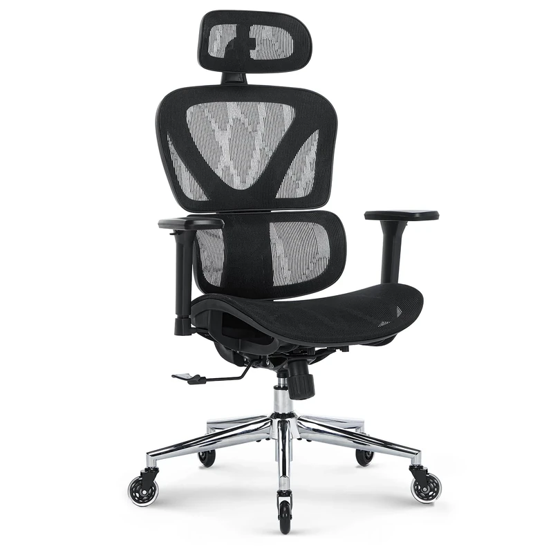 COLAMY Ergonomic Office Chair, High Back Desk Chair with Lumbar Support,Mesh Gaming Chair with 2D Headrest & 3D Armrests, Adjustable Seat Height and Tilt Function for Home Office Study