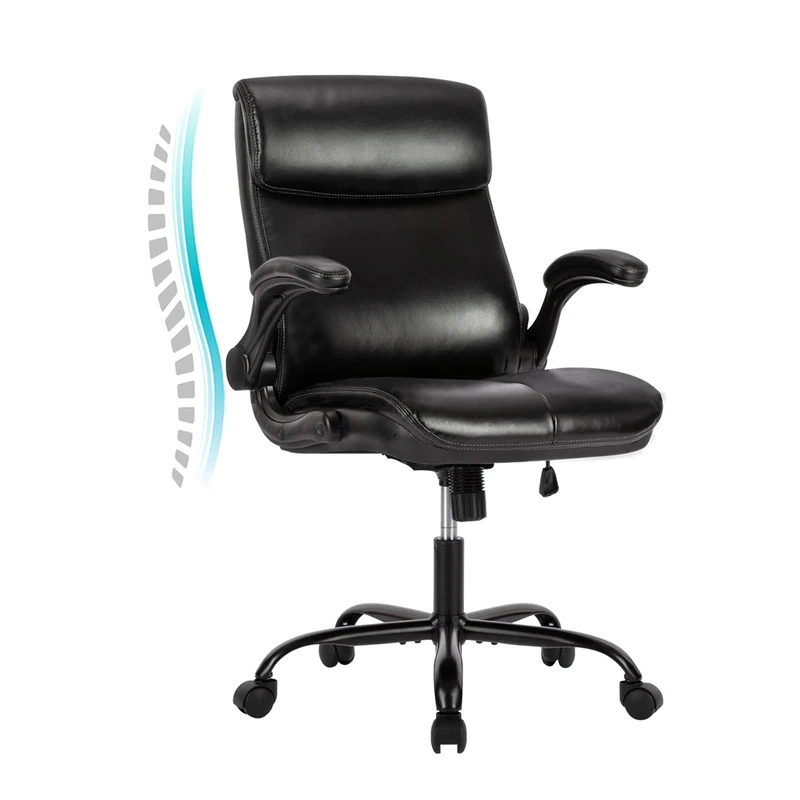 COMALY Ergonomic Office Chair, Executive Desk Chair with Double Padded Seat & Adjustable Height, Tilt Back Function with Flip-Up Arms, Swivel Desk Chair for Home Office Study or Gaming