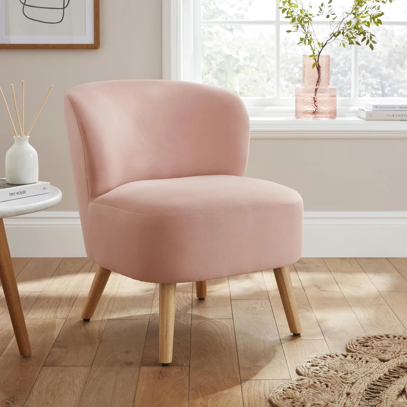 GFW Evie Velvet Accent Chair Blush Pink