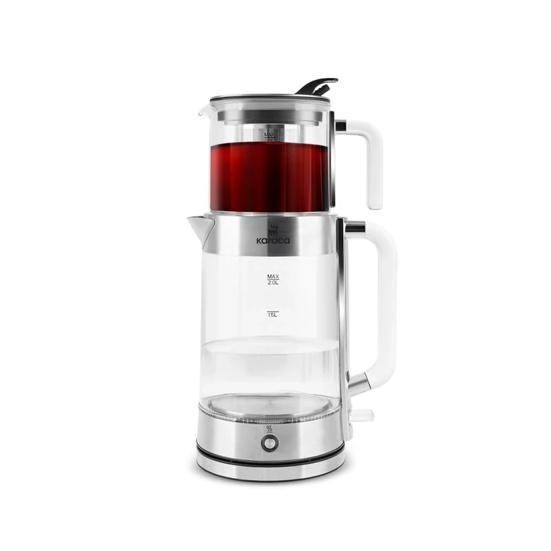 KARACA Luma Glass Tea Maker & Kettle 2200 W – 2.8 L Dual-Chamber Borosilicate Glass Tea Maker