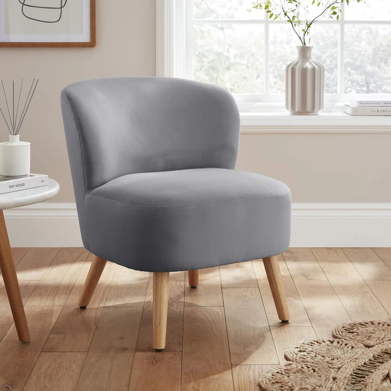 Evie Velvet Accent Chair Grey