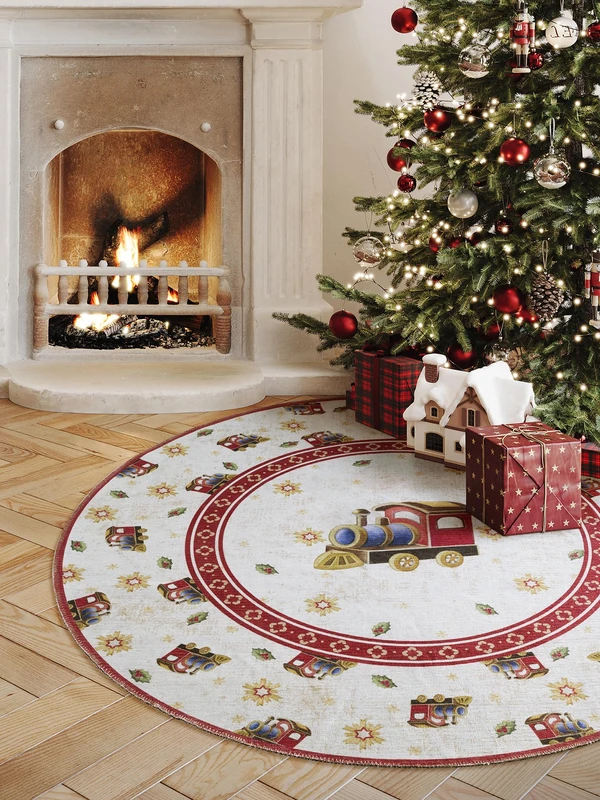 Villeroy & Boch Toy's Delight Cream and Red Round Christmas Tree Mat Diameter 160 cm