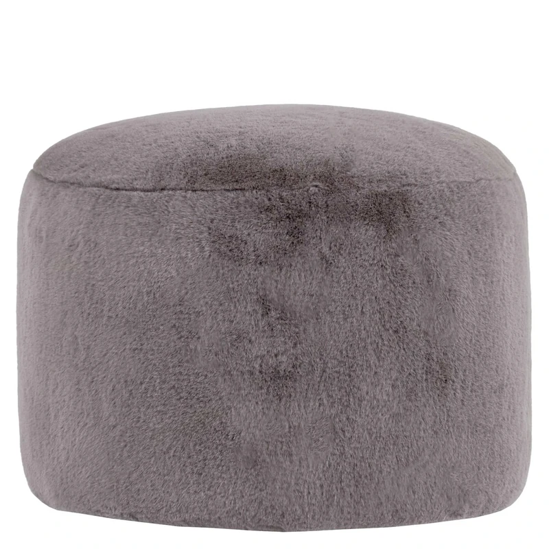 icon Milano Bean Bag Pouffe, Faux Fur Fabric, Light Grey, Large Pouffe Footstool with Filling Included, Footrest, Bedroom, Living Room, Living Room Furniture