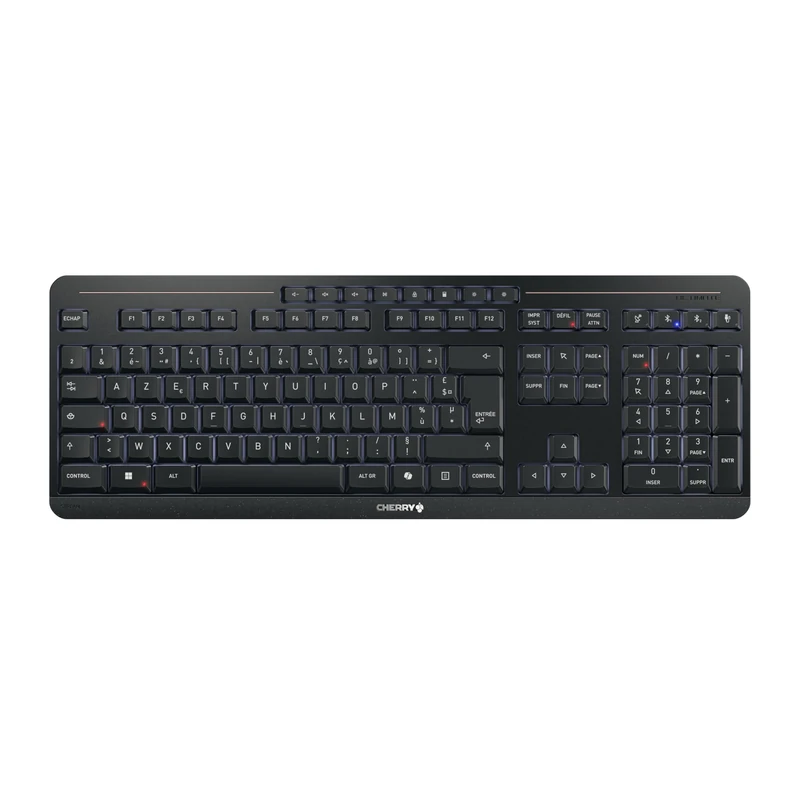 CHERRY STREAM KEYBOARD ULTIMATE, Wireless Multi Device Keyboard for up to 4 Devices, French Layout (AZERTY), Bluetooth, 2.4 GHz & Cable, Illuminated, Black