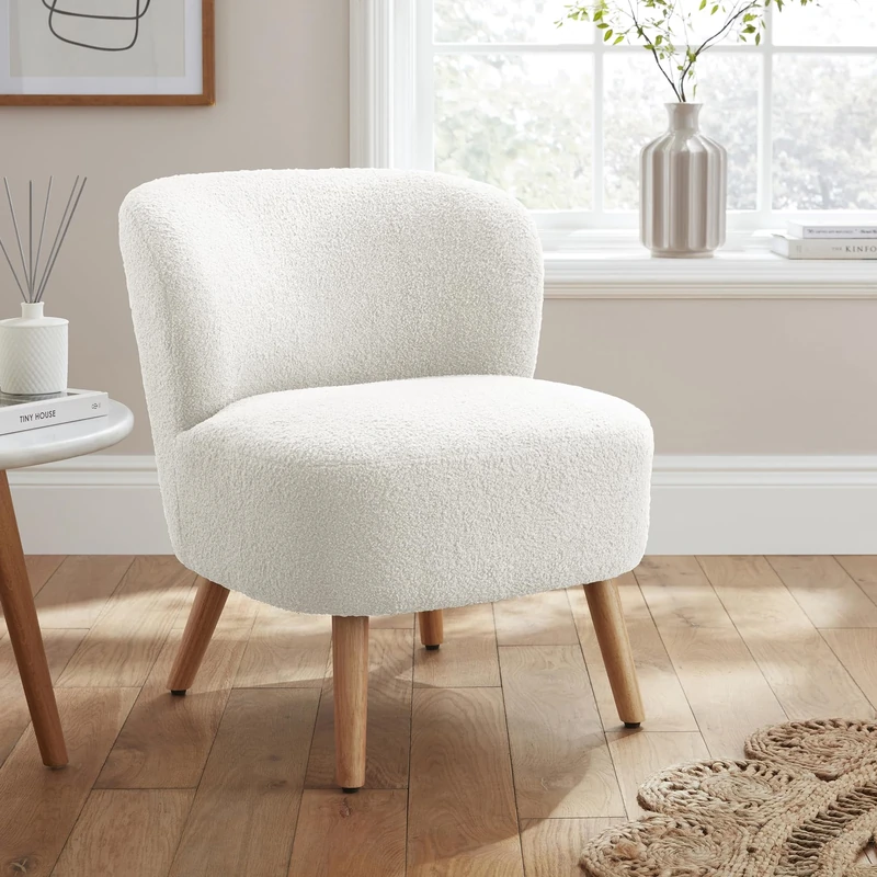 GFW Evie Boucle Teddy Accent Chair Cream