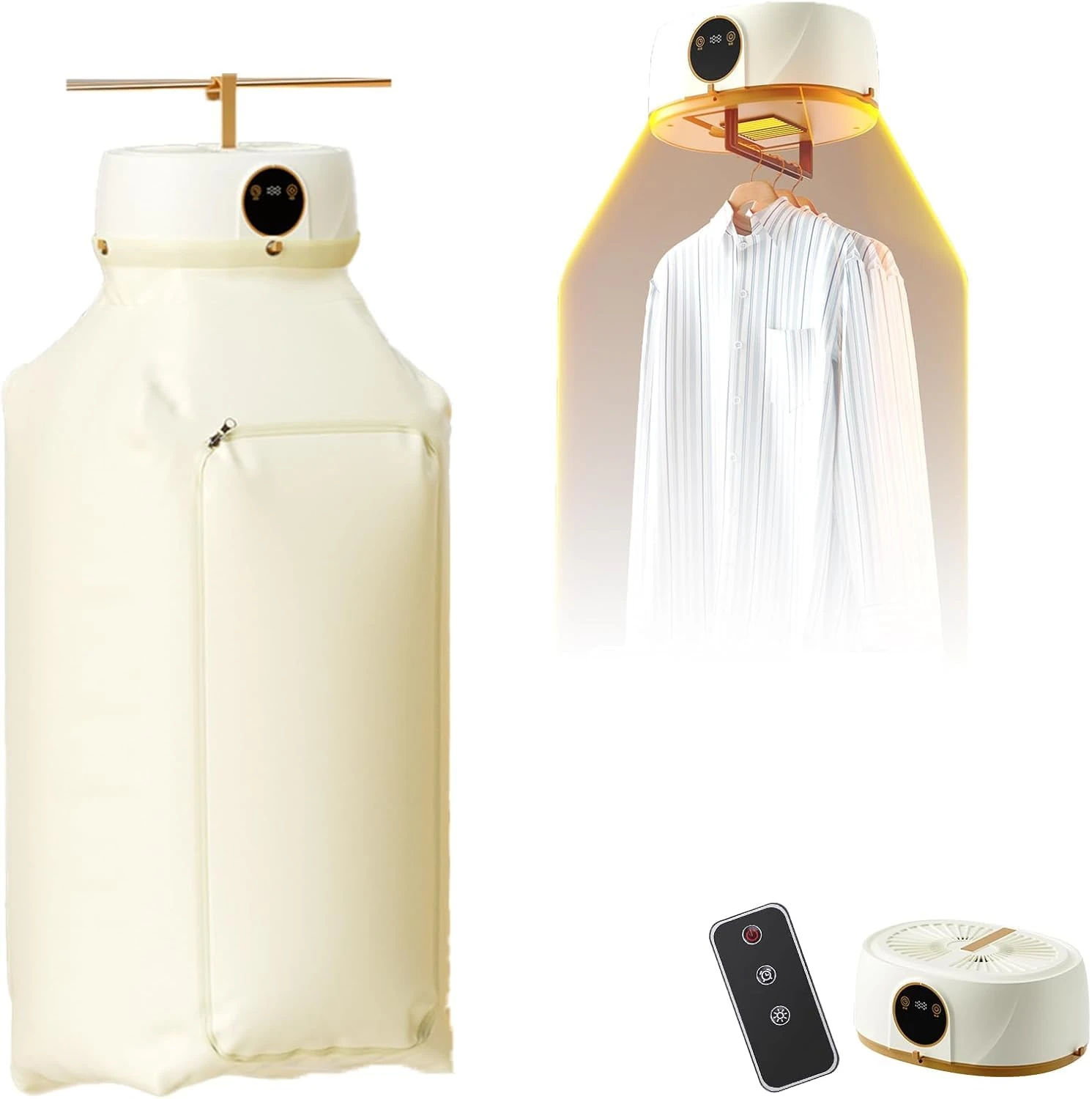 Portable Heated Clothes Airer Clothes Dryer, Automatic Ironing Machine Upgraded Automatic Wireless Vertical Steam Iron | Portable Heated Dryer with Remote Control for Apartment, Travel