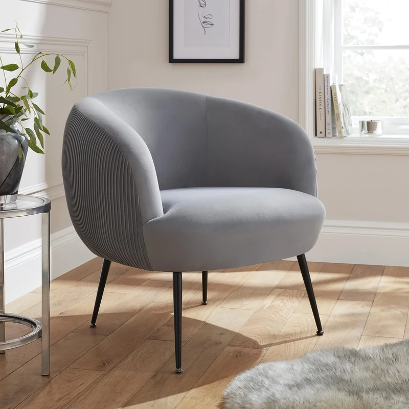 GFW Kamilah Pleated Velvet Accent Chair - Image 1