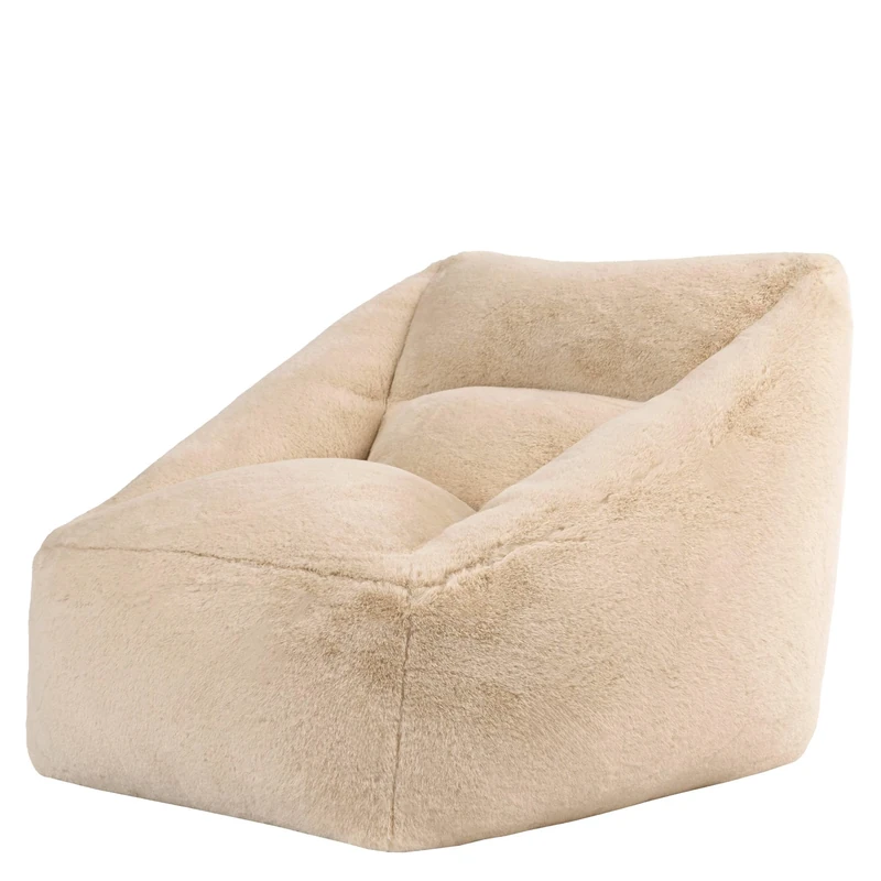 icon Natalia Bean Bag Chair, Natural, Faux Fur, Large Adult Bean Bag with Filling Included, Comfy Chair, Armchair, Living Room, Living Room Furniture, Bedroom Furniture