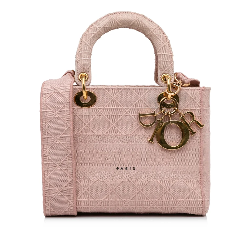 Dior Pre-Loved Medium Canvas Cannage Lady D Lite Handbag