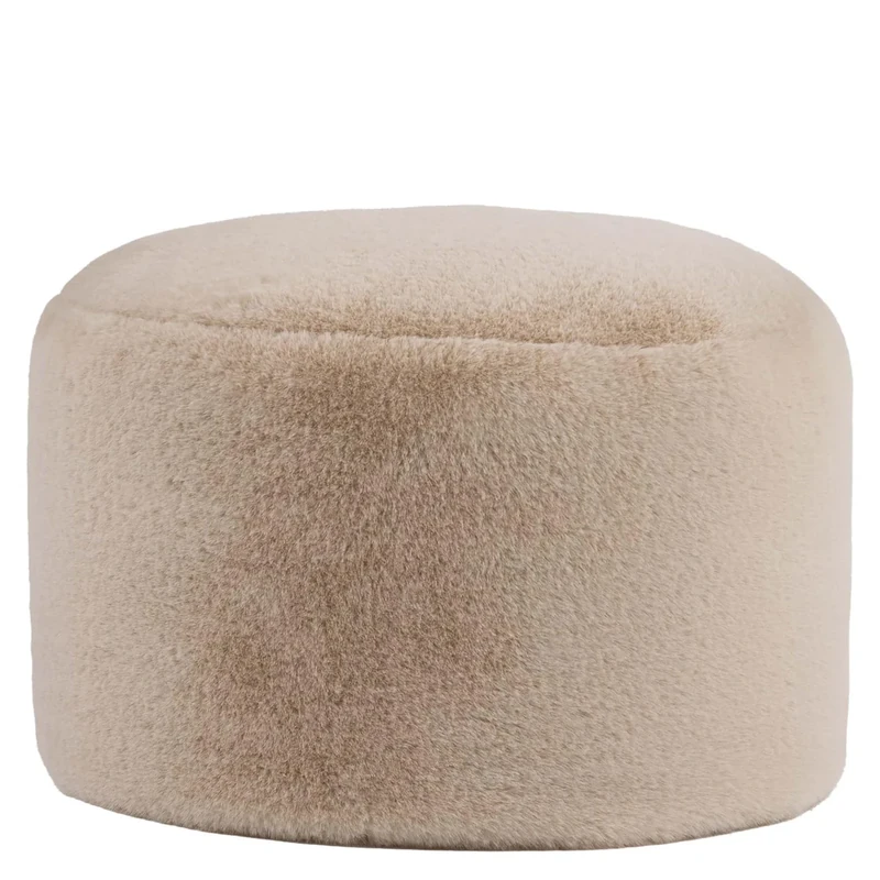 icon Milano Bean Bag Pouffe, Faux Fur Fabric, Natural, Large Pouffe Footstool with Filling Included, Footrest, Bedroom, Living Room, Living Room Furniture