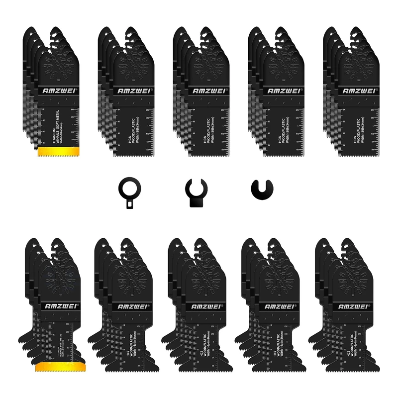 50PCS Universal Titanium Multi Tool Blades,Oscillating Multitool Blades for Wood Plastics Cutting,Quick Release Oscillating Tool Accessories Compatible with Dewalt Milwaukee