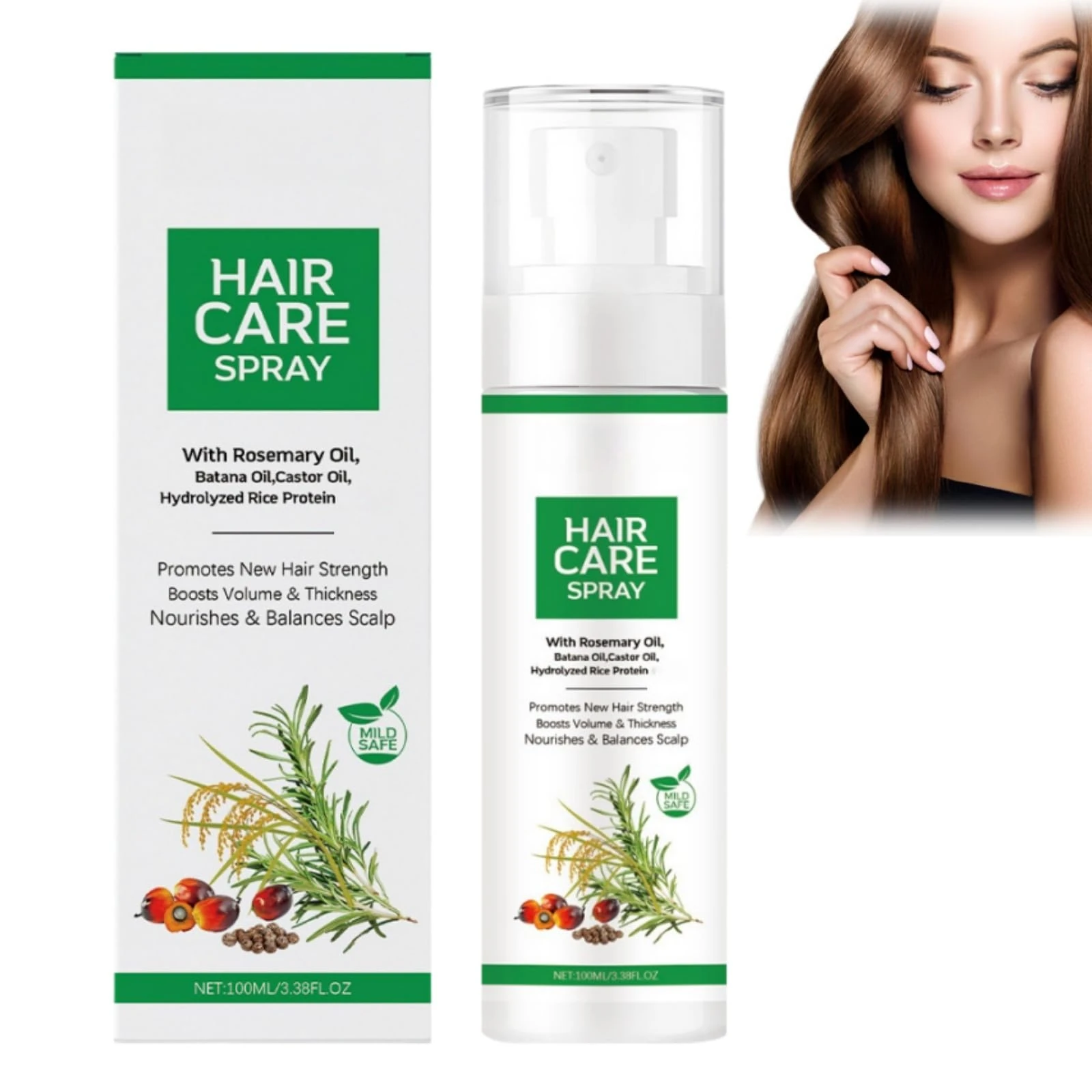 100ml Hair Growth Serum Spray,Scalp Serum Hair Thickening Spray for Hair Growth with Biotin, Batana, Rosemary and Castor Oil,Hair G/rowth S/pray for Women Men,Scalp Care Treatment for Thinning Hair