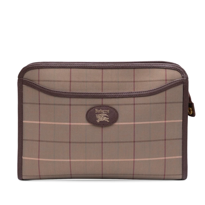 BURBERRY Pre-Loved Vintage Check Canvas Clutch Bag