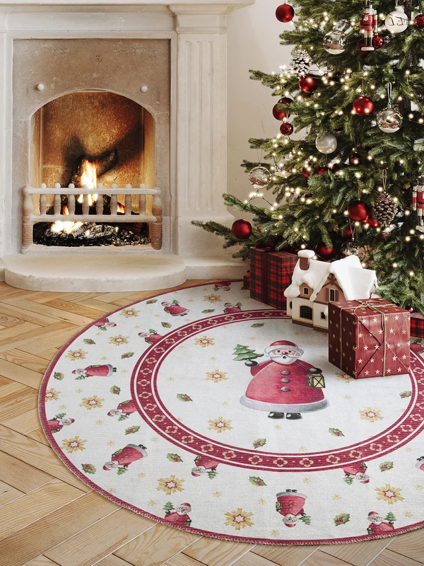 Villeroy & Boch Toy's Delight Limited Edition Santa Claus - Christmas Tree Skirt - Round Christmas Tree Mat - Cream/Red Diameter 160 cm - Image 1