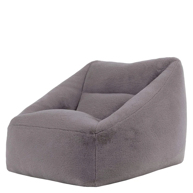 icon Natalia Bean Bag Chair, Light Grey, Faux Fur, Large Adult Bean Bag with Filling Included, Comfy Chair, Armchair, Living Room, Living Room Furniture, Bedroom Furniture