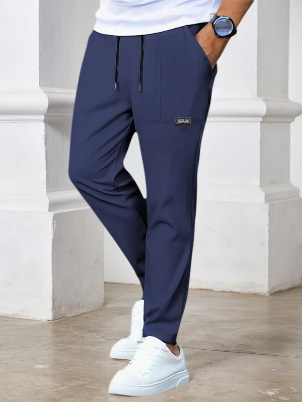 Men's Athletic Pants Elastic Waist Breathable with Pockets for Running, Blue, X-Large